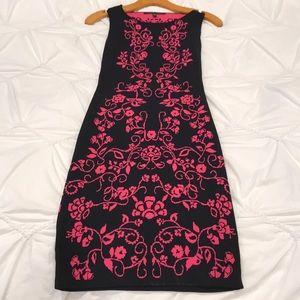 Cynthia Steffe Baroque black and hot pink dress